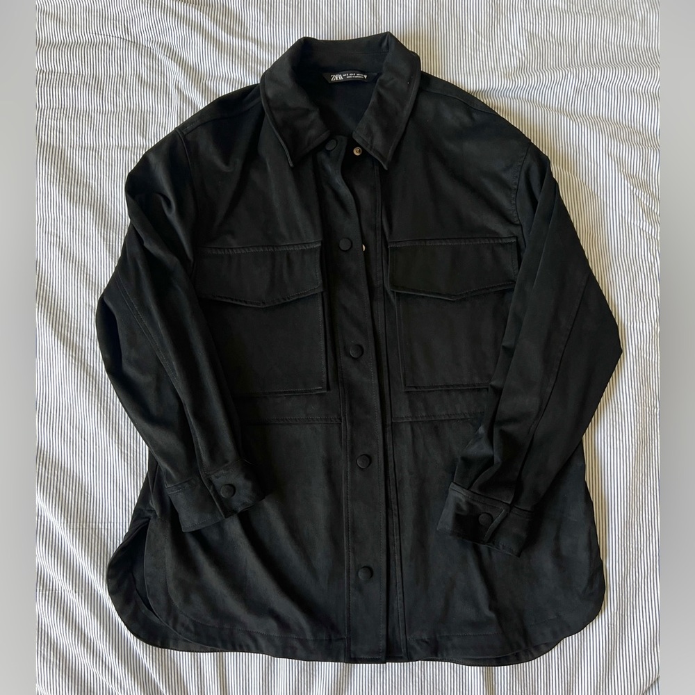 Zara faux suede black jacket